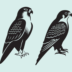 Fototapeta premium Peregrine Falcon Silhouette Set Majestic Bird of Prey Vector