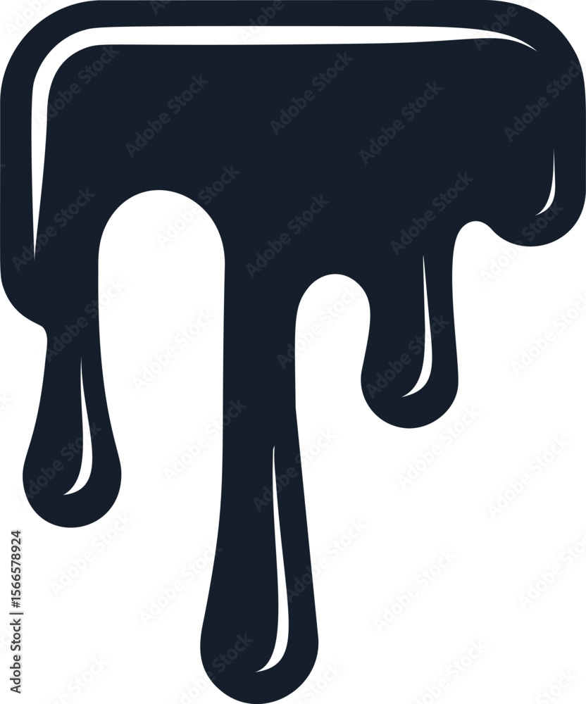Poster black dripping paint in artistic abstract style