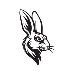 Rabbit Head Silhouette Icon Vector Bunny Face Wildlife Design