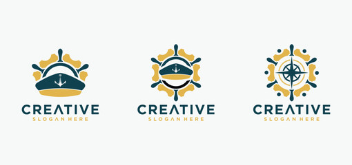 ship mechanic logo,boat repair logo mechanic concept, Yacht Mechanic Logo Design, but, fishing boat.