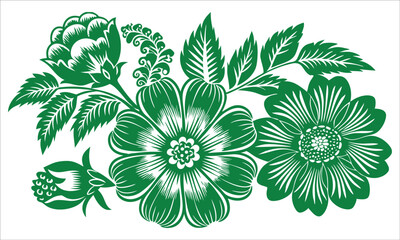 Green floral motif with leaves botanical decorative