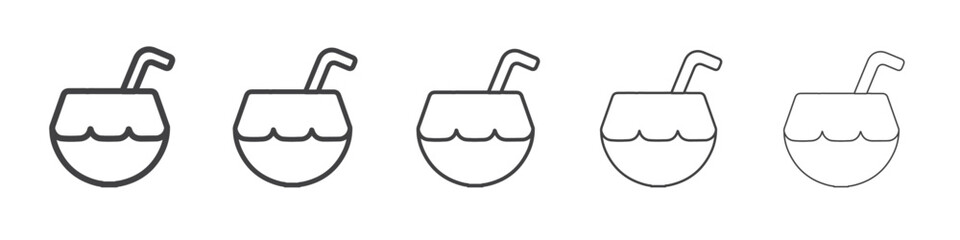 coconut cocktail icon flat thin illustration symbol