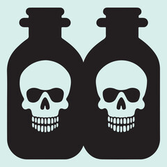 Fototapeta premium Toxic Potion Bottles Silhouette Vintage Apothecary Design
