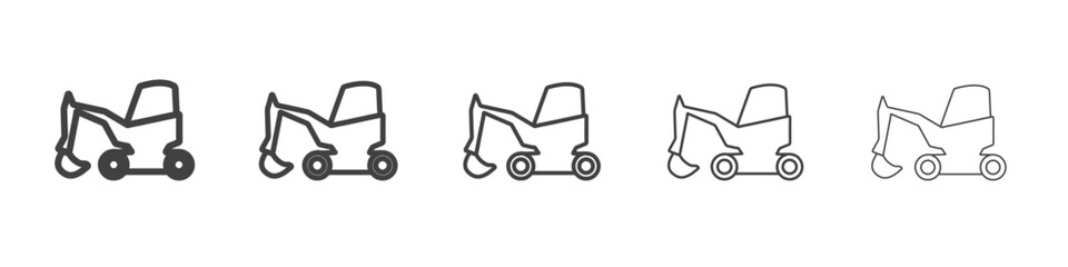 excavator icon flat thin illustration symbol