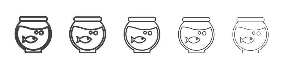 fish bowl icon flat thin illustration symbol