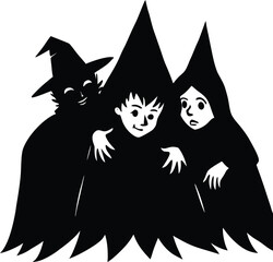 vector illustration of a witch with a pumpkin