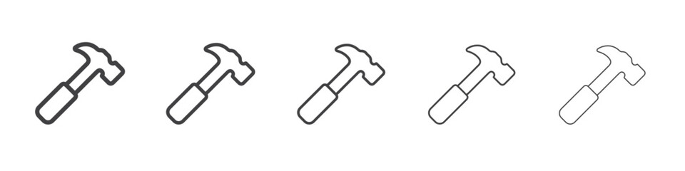 hammer icon flat thin illustration symbol