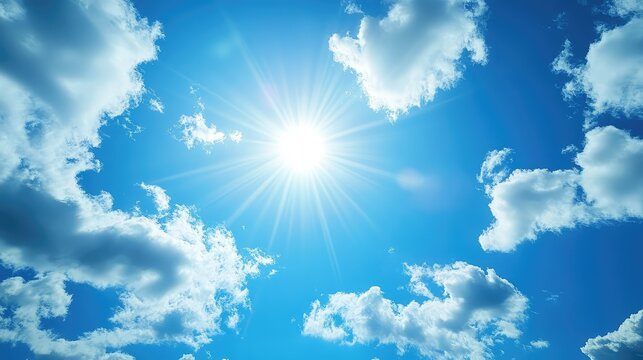 realistic bright sun blue sky