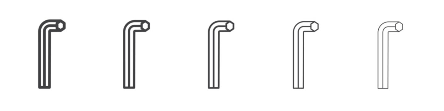hex key icon flat thin illustration symbol
