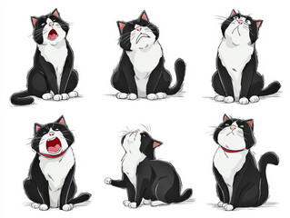 Obraz premium Playful Tuxedo Cat with Silly Expressions and Poses