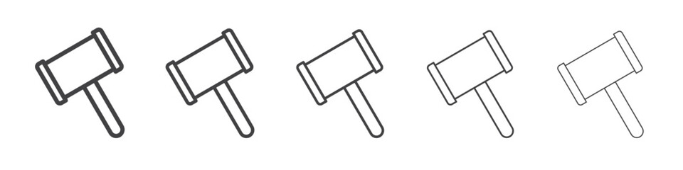 judge hammer icon flat thin illustration symbol
