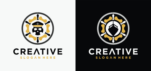 Naklejka premium ship mechanic logo,boat repair logo mechanic concept, Yacht Mechanic Logo Design, but, fishing boat.