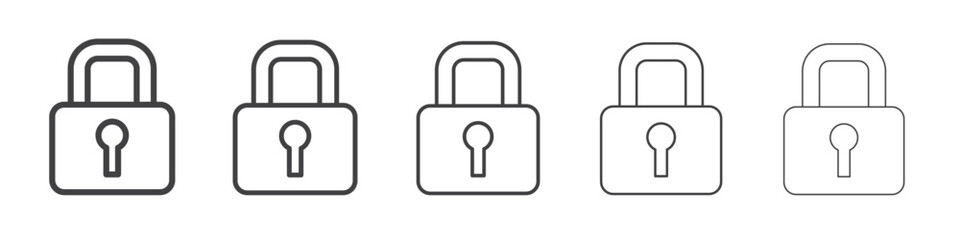 lock icon flat thin illustration symbol