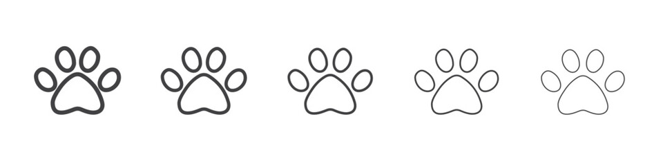 paw icon flat thin illustration symbol