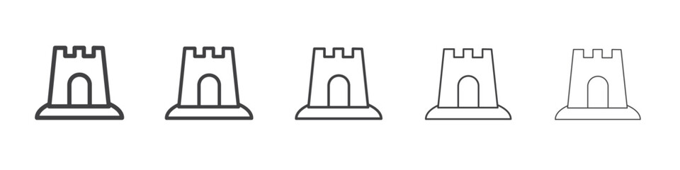 sand castle icon flat thin illustration symbol