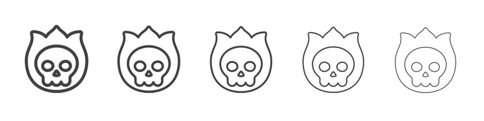 Obraz premium skull fire icon flat thin illustration symbol