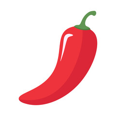 Simple flat design icon of a red hot chili pepper. Vector graphic illustration of a spicy vegetable, seasoning for cooking. Isolated on a white background, perfect for food design