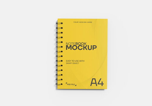 Notebook Mockup Featuring Spiral Binding Design
