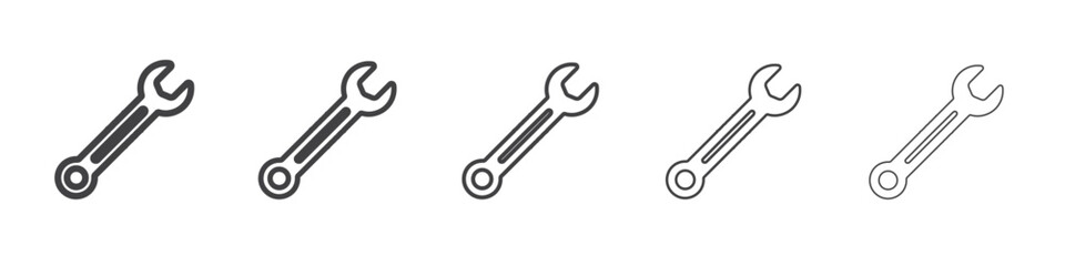 wrench icon flat thin illustration symbol