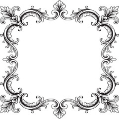 Vintage floral frame vector design decorative ornament border antique elegant invitation card background 100 on transparent background
