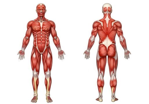 Male Muscular Anatomy Body Front and Back View