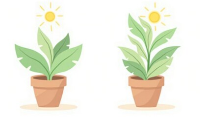 Obraz premium Two potted plants growing in the sun.