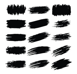 Vector collection of grunge watercolor brush strokes with varied paint textures and ink splatters for artistic design elements