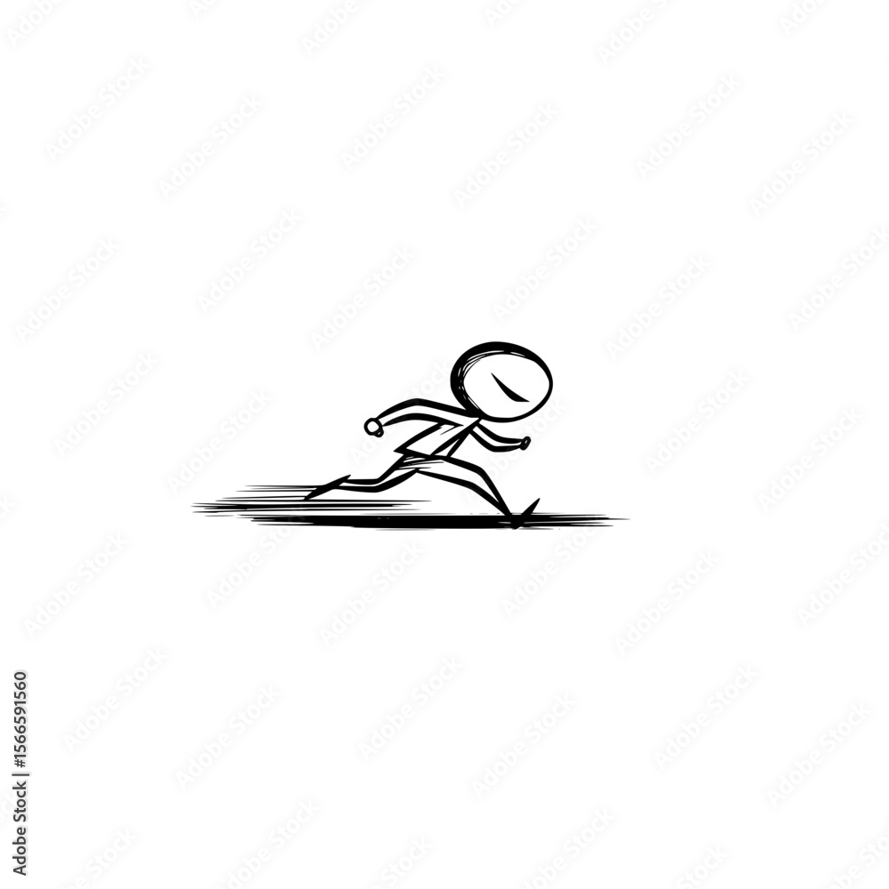 Poster vector icon of fast running person in sprint action with motion lines for sport graphics