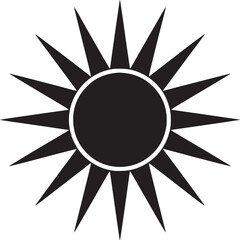 Black sun clip art vector illustration for summer solstice and sunshine designs and graphic elements usage on transparent background
