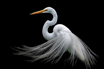 A White Heron Against a Black Canvas