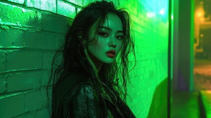 Fototapeta premium vibrant neon green color