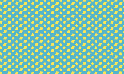 Seamless Wavy Diamond Pattern - Retro Blue and Yellow Op Art Background