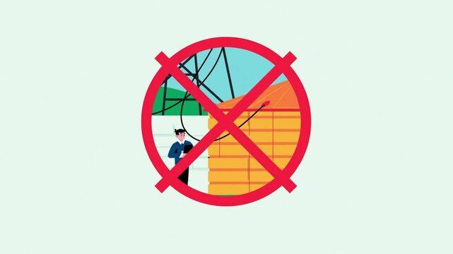 Prohibited Sign Over Crate Being Lifted by Hook