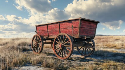 Obraz premium photorealistic red wood wagon
