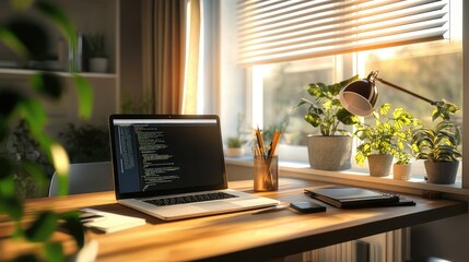 Fototapeta premium minimalist working at home desk