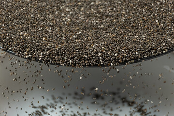 Chia Seeds Pour, Frozen Motion, Macro