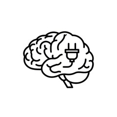 Obraz premium Illustration of a human brain with an electrical plug connected to it on a white background art