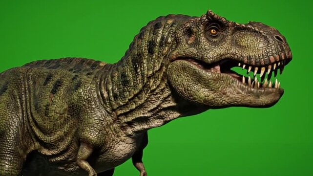 Tyrannosaurus Rex Dinosaur Walking Animation on Green Screen for VFX and Video Overlays

