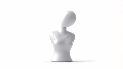Mannequin Head Tilt: Abstract Fashion Display on White Background - Powered by Adobe
