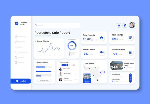 Clean And Minimal Real Estate Analytics Dashboard