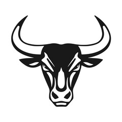 Bull head tribal style horned animal design aggressive expression, tribal bull, horned animal, bull face, vector silhouette	