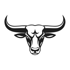 Bull head tribal style horned animal design aggressive expression, tribal bull, horned animal, bull face, vector silhouette	