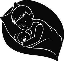 silhouette of a boy with sleeping
