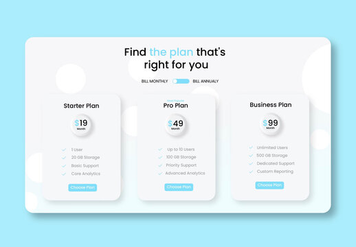Minimalist Subscription Plan Table