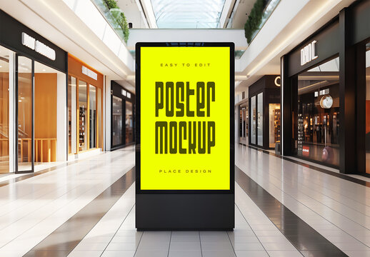 Indoor Shopping Mall Digital Poster Mockup Display
