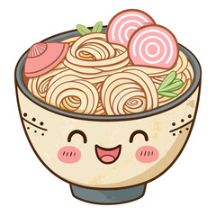 Fun Kawaii Noodle Bowl with Narutomaki and Vegetables