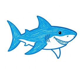 Fototapeta premium shark cartoon isolated on white