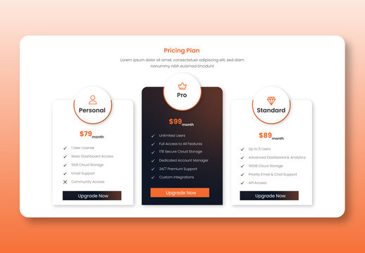 Pricing Plan Design Layout