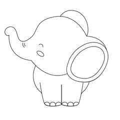 Adorable baby elephant line art with clear outlines. Excellent for kids' educational materials, storybooks, and printable coloring sheets.

