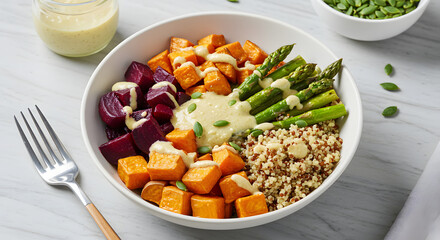 Healthy Veggie Bowl with Grains PNG